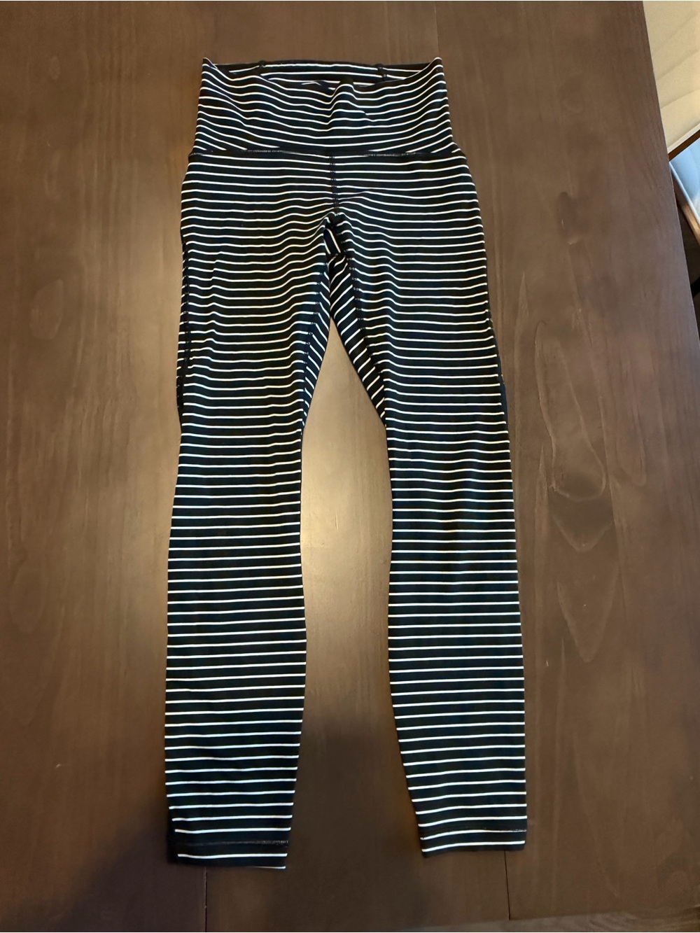 lululemon athletica Black and White Striped High-Rise Leggings